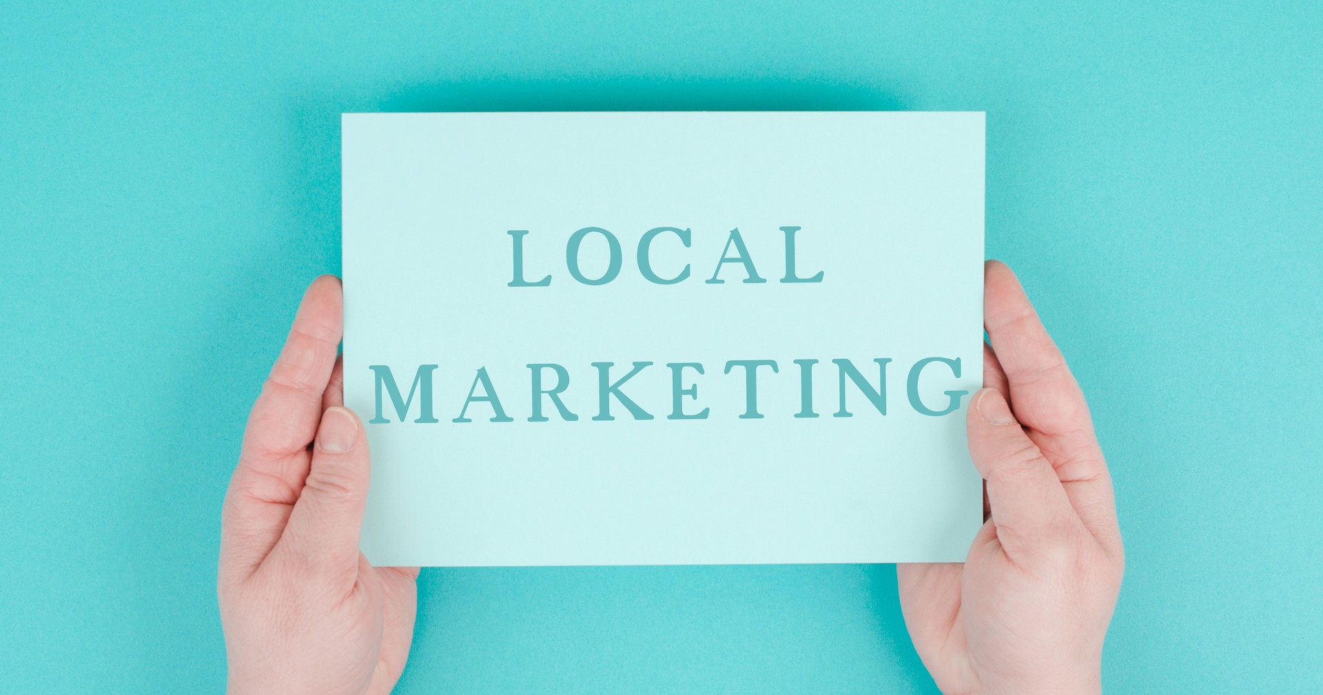 Local marketing, support small businesses, enviromental shopping, text on paper,blue background